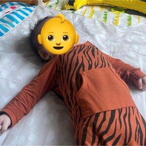 Kyte Baby Snap Romper Tiger Print 3-6 Months EUC